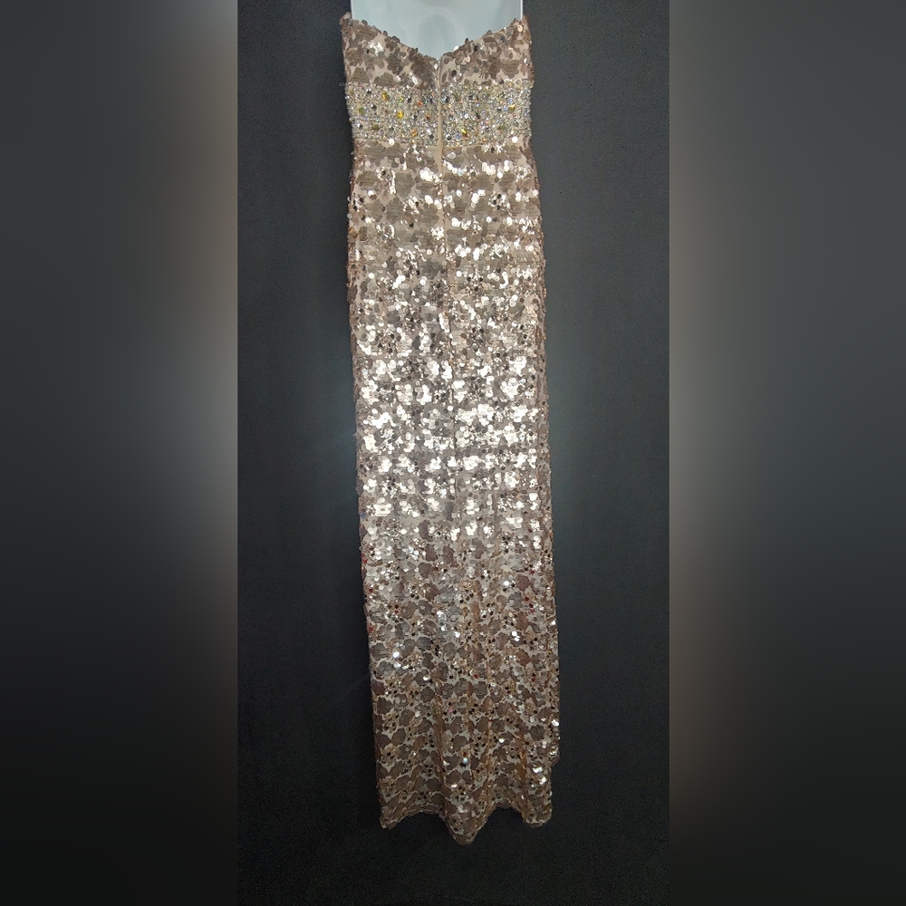 Elegant Mermaid Strapless Gold Sequin Long Prom Dresses Party Dress Summer 20th Birthday Outfits 18th Birthday Dresses W1021 main image 0